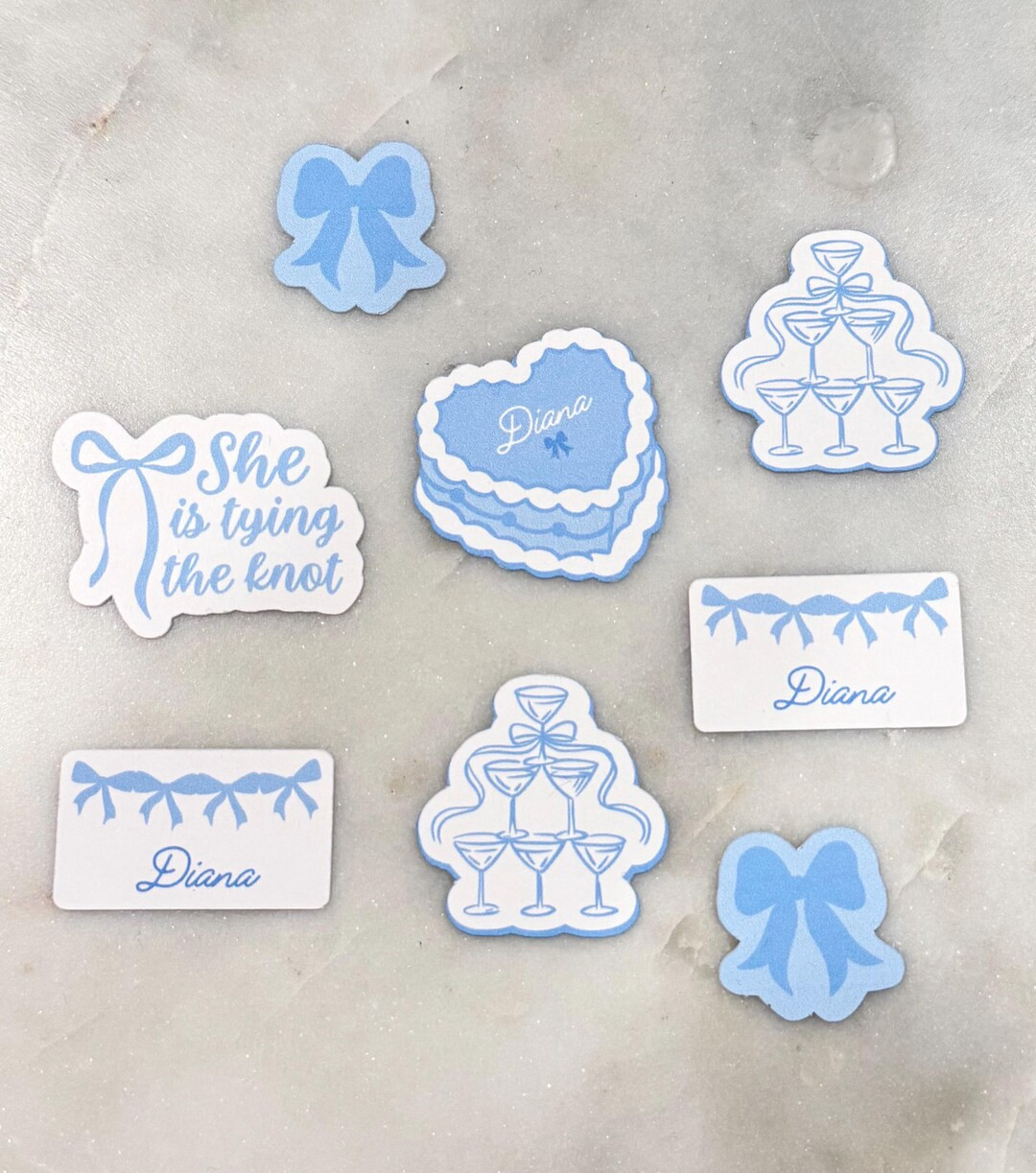 She's tying the knot dusty blue bridal shower confetti, bachelorette theme, bow theme wedding, co... | Etsy (Global)