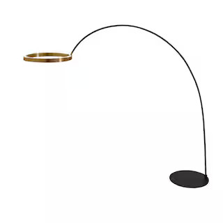 ARTIVA "Ring Of Light" 82 in. Antique Satin Brass Unique/statement Geometric 60-W 2-Light Led Arc... | The Home Depot