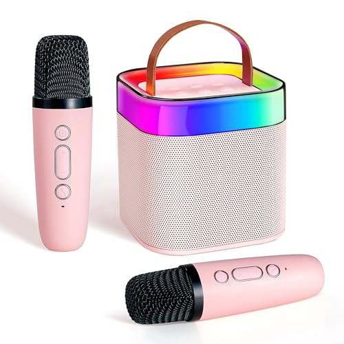 EYTSE Mini Karaoke Machine Speaker for Kids, Pink Mini Portable Karaoke Speaker Machine with 2 Wireless Microphones and Lights for Girls Body Ages 4,5,6,7,8,9,10,12+ Party Birthday Home | Amazon (US)