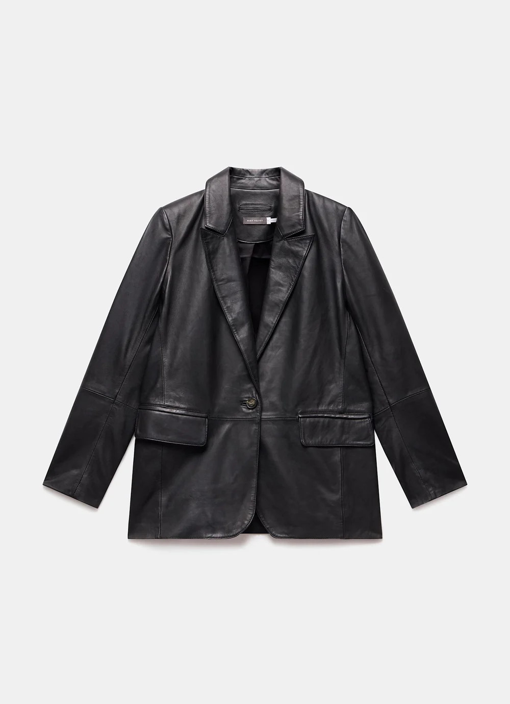 Black Leather Single Breasted Blazer | Mint Velvet