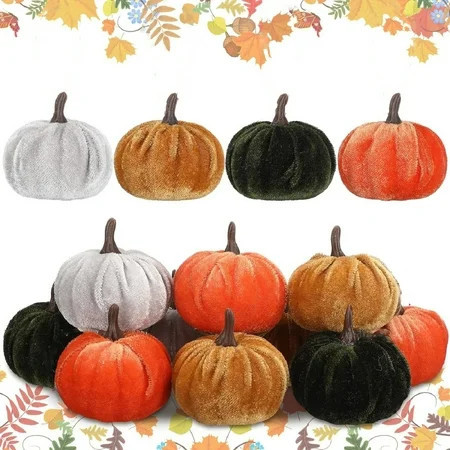 Yhmxh Velvet Pumpkins Fake Mini Pumpkin Faux Harvest Fabric Pumpkin Foam Thanksgiving Decor Autumn Foam Pumpkin for Fall Decor Table Centerpiece Wedding Halloween Party Farmhouse Decoration | Walmart (US)