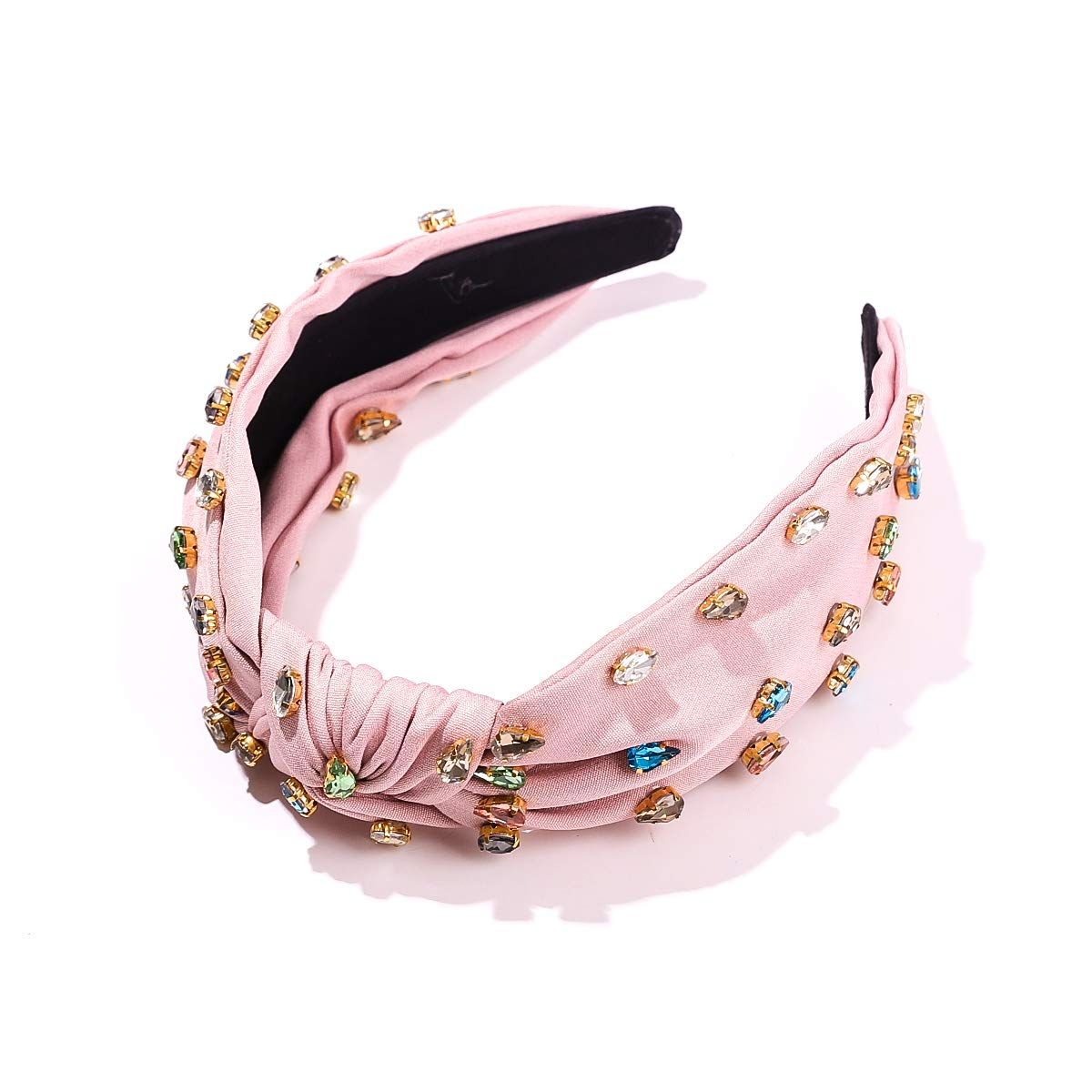Amazon.com: Rhinestone Crystal Knotted Women Headband Luxury Denim Jeweled Embellished Top Hairba... | Amazon (US)