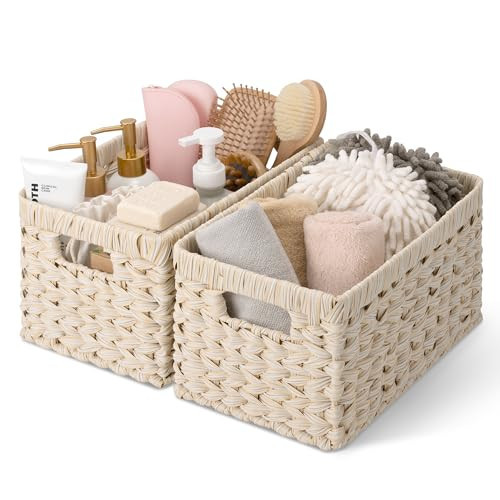 GRANNY SAYS White Wicker Baskets for Storage, Wicker Storage Baskets,2-Pack | Amazon (US)