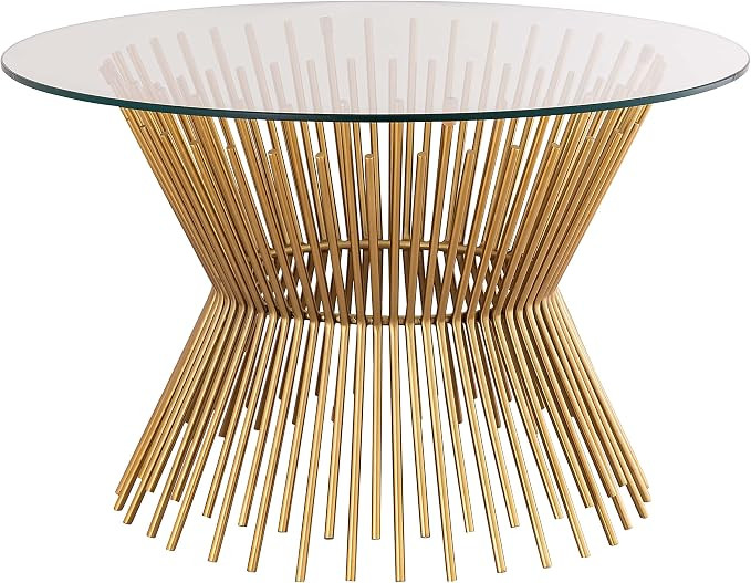 Tov Furniture Grace Glass Table Top with Satin Gold Finish Occasional Table (Coffee Table) | Amazon (US)
