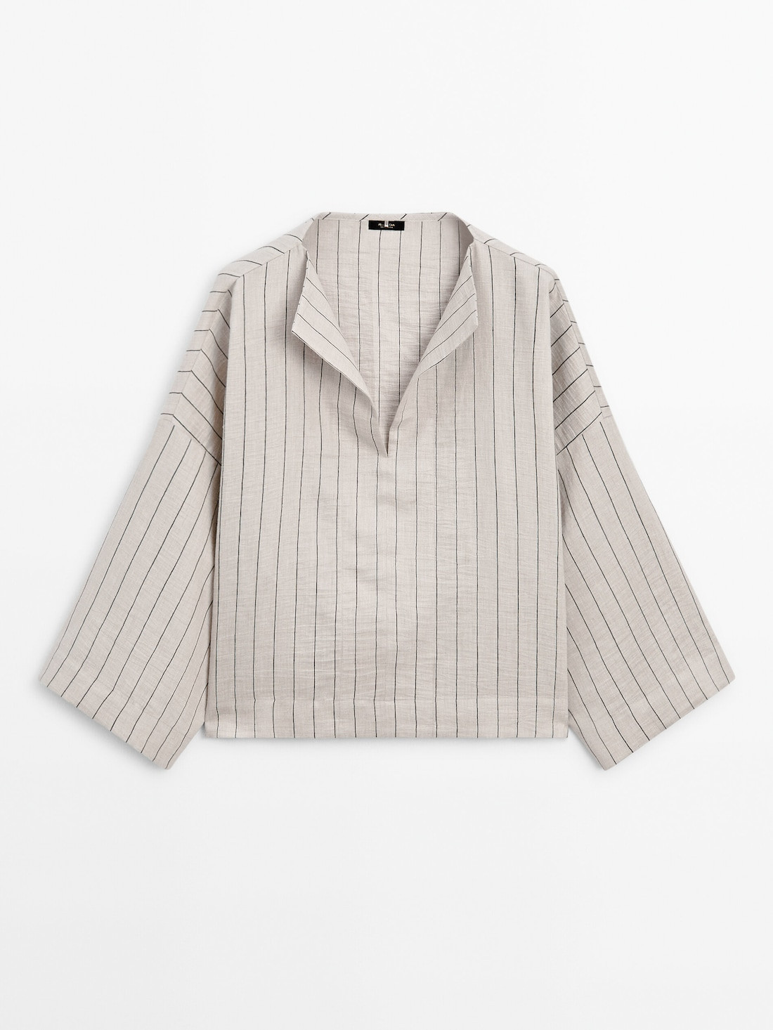 Contrast striped linen blend shirt | Massimo Dutti UK