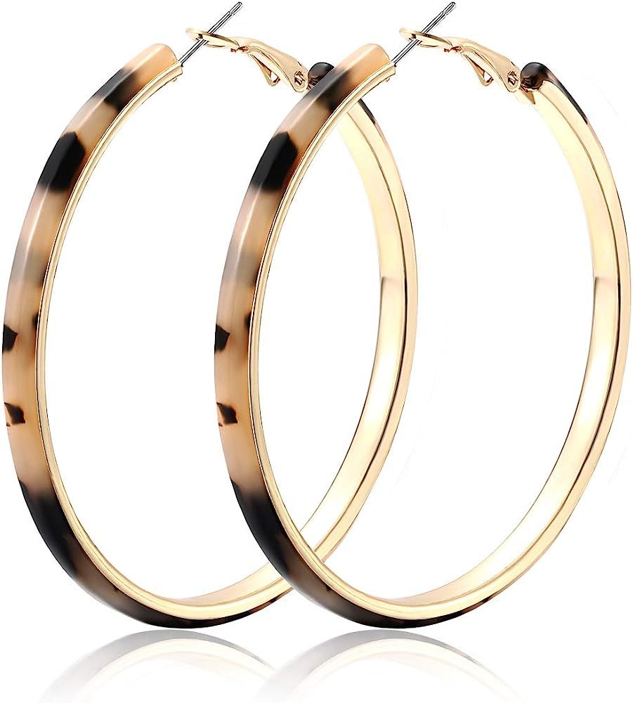 HEIDKRUEGER Acrylic Earrings Lightweight Hoop Earrings Statement Resin Drop Dangle Stud Earrings Fas | Amazon (US)