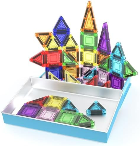 PicassoTiles 40pc Nano Mini Magnetic Tile Construction Building Blocks Travel Toy Set with Storag... | Amazon (US)