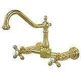 Kingston Brass KS1242AX Heritage Bridge Kitchen Faucet, 8-1/2", Polished Brass | Amazon (US)
