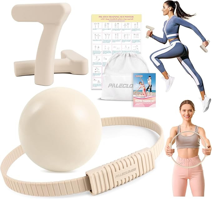 Pilates Ring Set, Pilates Essential Kit with Pilates Ring and Ball, 2.2lb *2 Ergonomic 7-Shaped D... | Amazon (US)