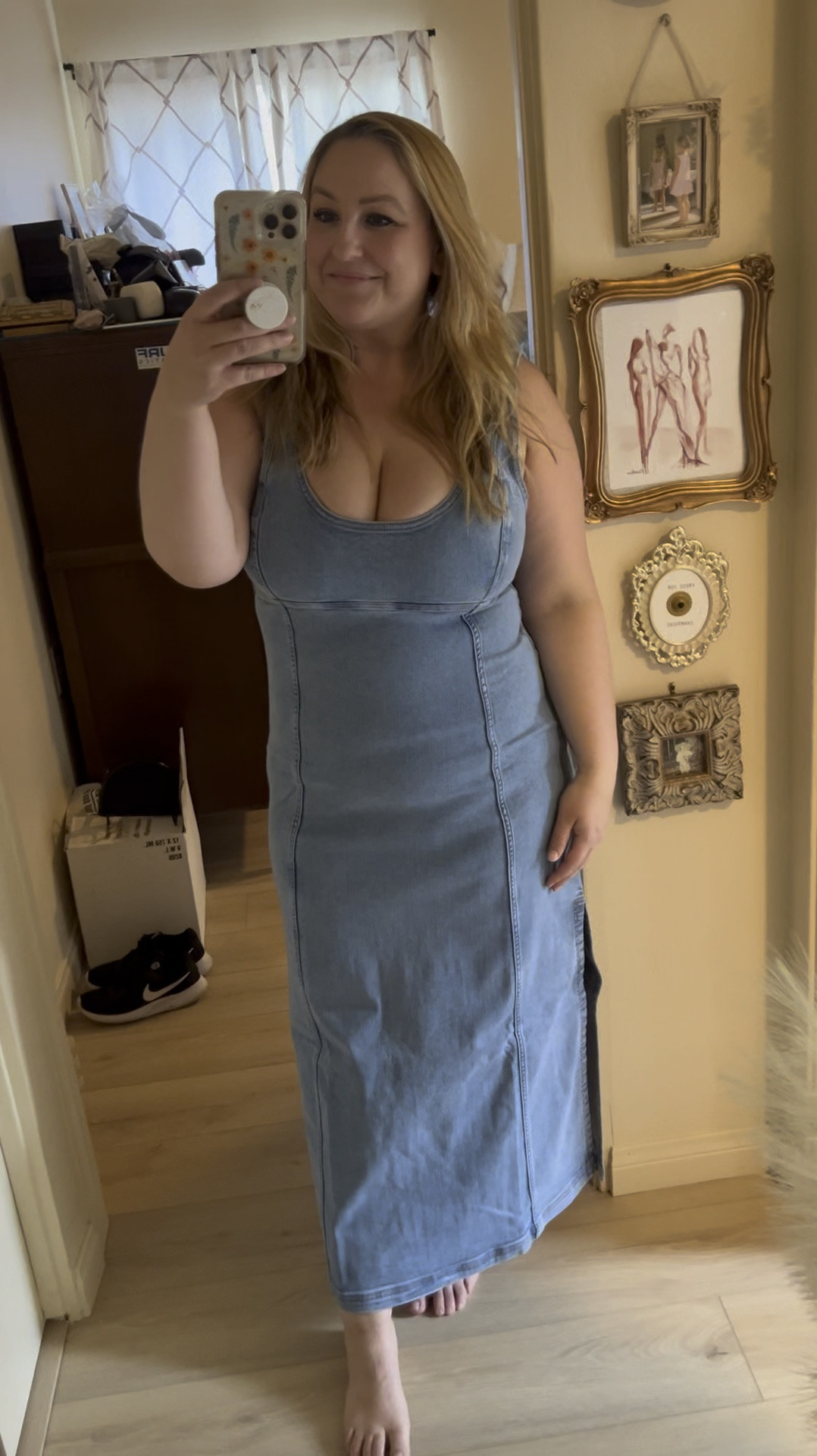 Such an amazing staple and so on trend! Denim maxi dress or midi 
Wearing size 14 

#LTKstyletip #LTKmidsize #LTKSeasonal