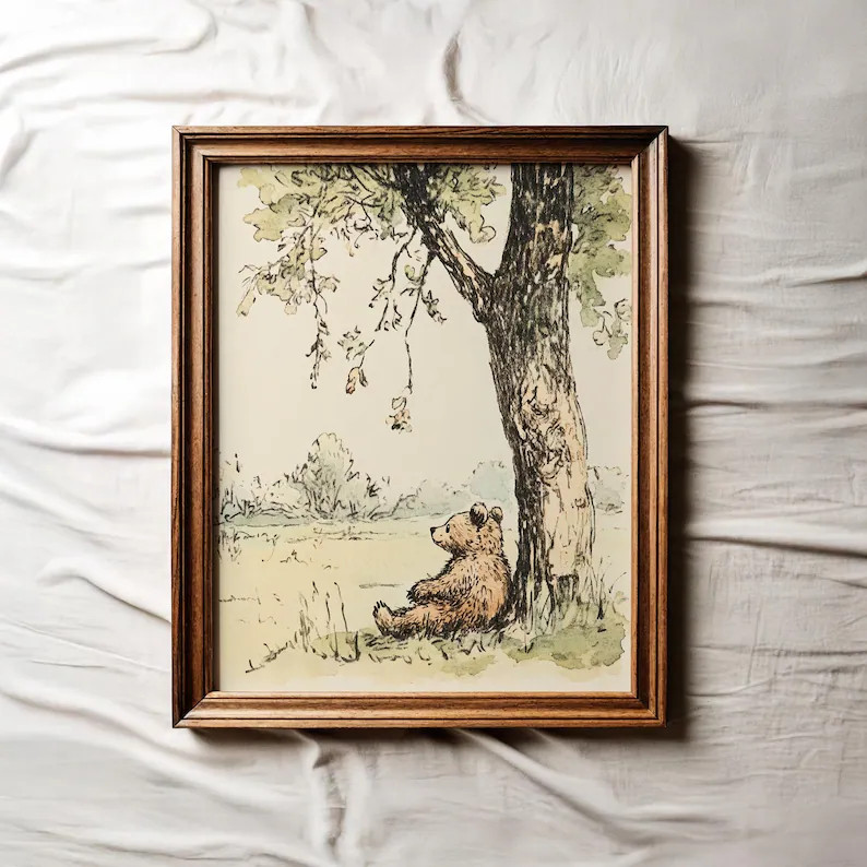 Vintage Bear Nursery Print, Printable Wall Art, Kids Room Decor, Woodland Nursery Print, Baby Roo... | Etsy (US)