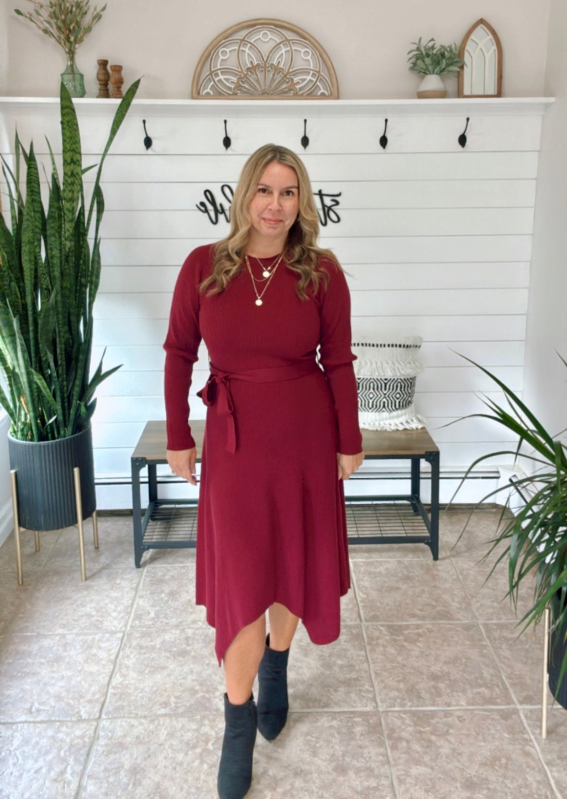 Sweater dress I’m wearing a medium. Comes in lots of colors. Cute holiday dress for work or a holiday party outfit

#LTKHoliday #LTKOver40 #LTKGiftGuide