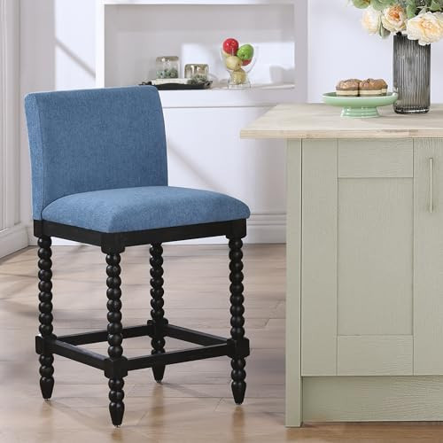 DUHOME Spindle Counter Stool with Padded Spring Seat,Wooden Bar Stools Farmhouse 26 Inch Counter Height Stools Chairs with Spindle Back for Kitchen Island | Amazon (US)