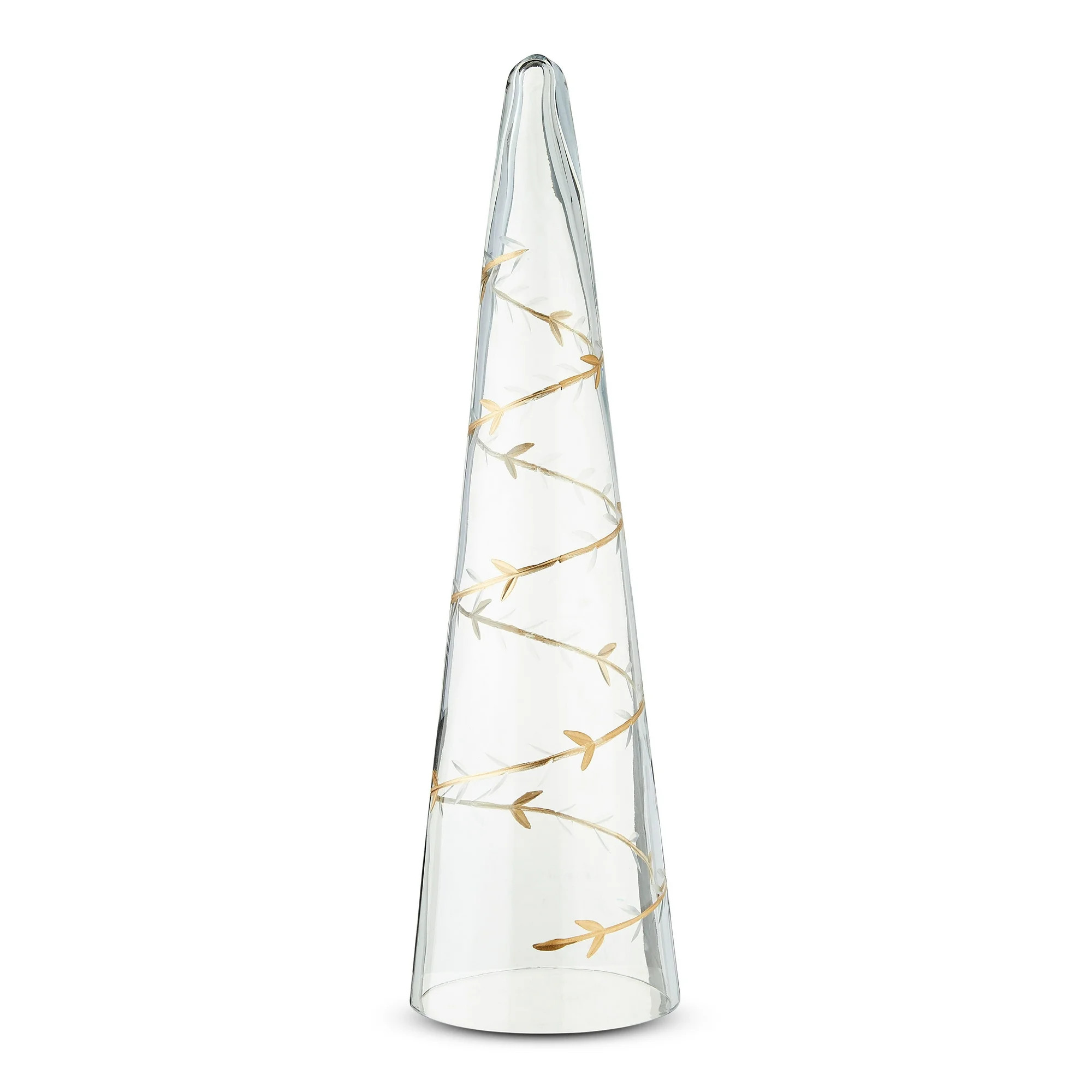 My Texas House 16.25 Inch Glass Cone Christmas Tabletop Decor- Gold Etched Leaf Finish - Walmart.... | Walmart (US)