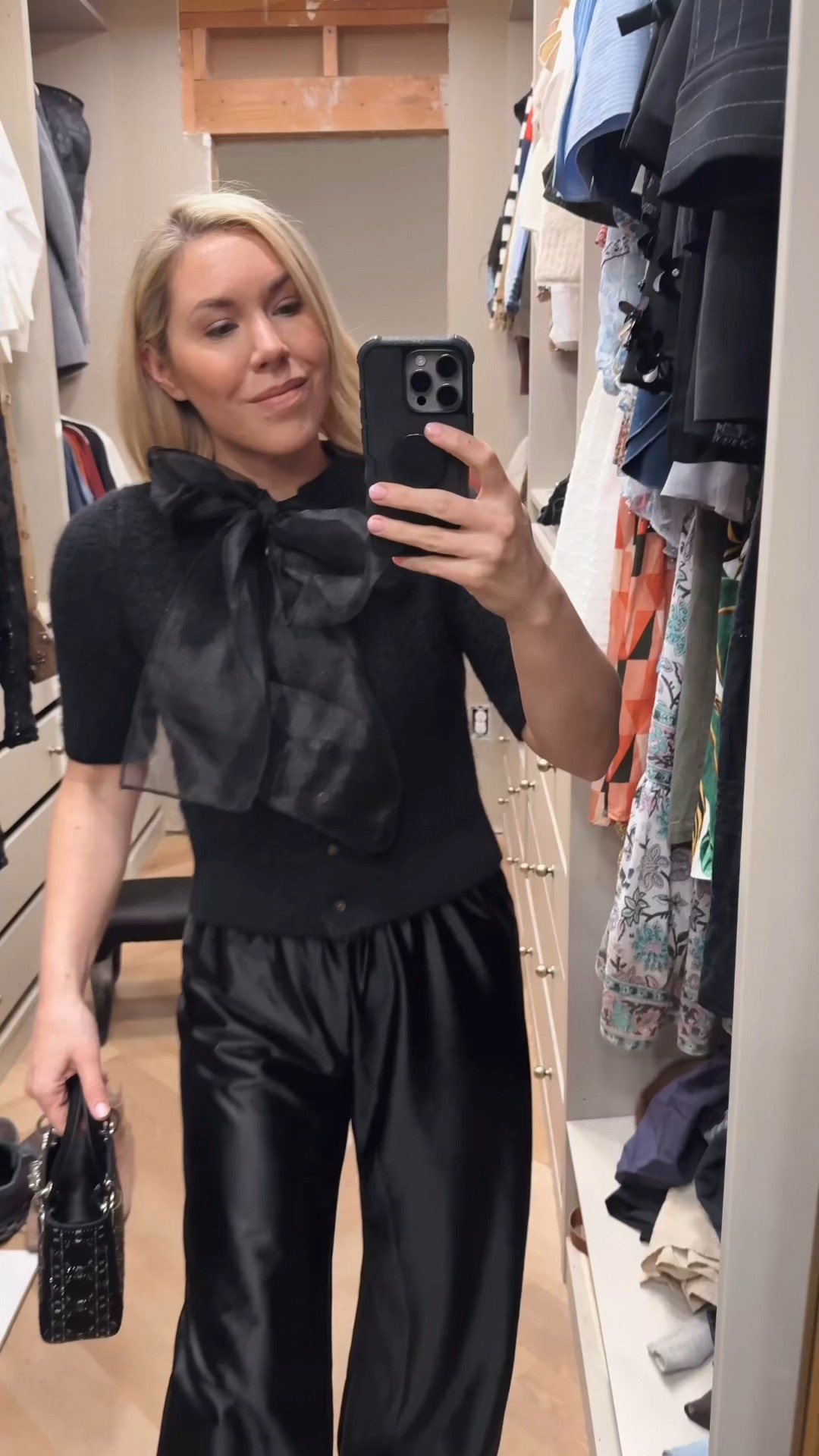 Sweater
Cardigan
Bow cardigan 
Satin pants 
Silk pants 
Satin pants 

#LTKFindsUnder50 #LTKHoliday