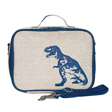 Raw Linen Toddler Lunch Box, Blue Dinosaur | Indigo (CA)