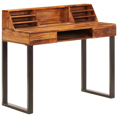 Desk Natural Wood Solid Acacia Wood and Powder Coated Steel | Target