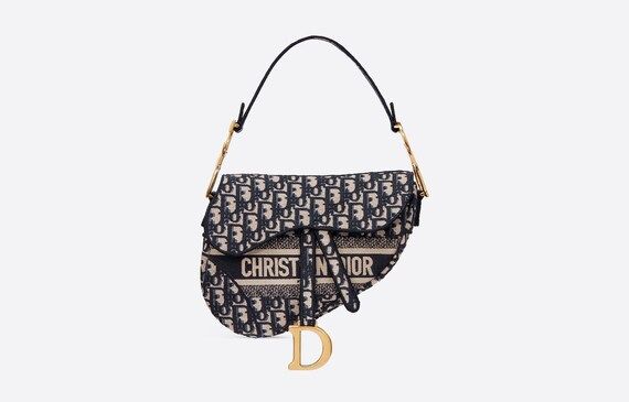 Christian Dior Blue Oblique Embroidery Saddle Bag Designer | Etsy | Etsy (US)