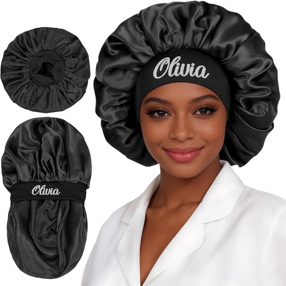 Personalized Silk Bonnet for Sleeping Women Custom Satin Bonnets for Girls Night Head Cover Doubl... | Amazon (US)