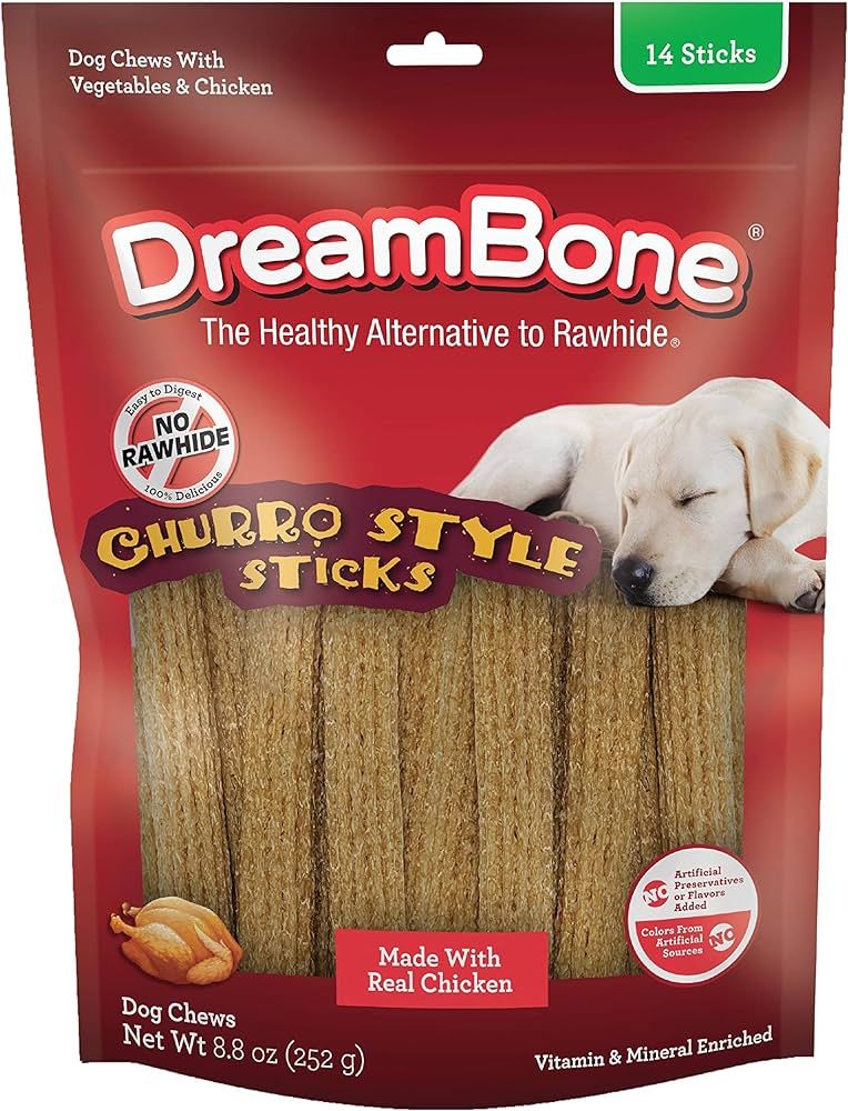 Dreambone Churro-Style Sticks 14 Count, Made with Real Chicken, Rawhide-Free Chews for Dogs | Amazon (US)