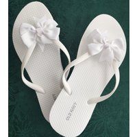 White Flip Flops For Women, Bride Flops, Bridal Bridesmaid Gift, Beach Wedding, Size 11, Cute | Etsy (US)