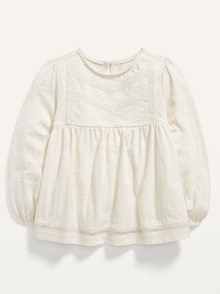 3/4-Sleeve Crochet-Trim Jersey Top for Toddler Girls | Old Navy (CA)