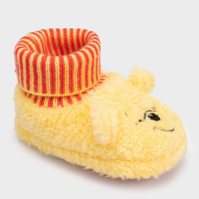 Baby Pooh Fuzzy Top Crib Solid Sock Slippers - Yellow 6-9M | Target