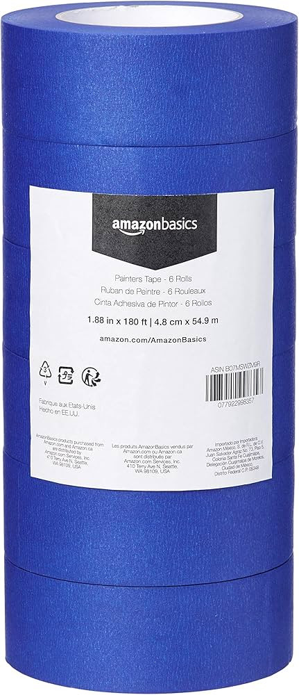 Amazon Basics Blue Painters Tape, 1.88" x 180', Set of 6 Rolls | Amazon (US)