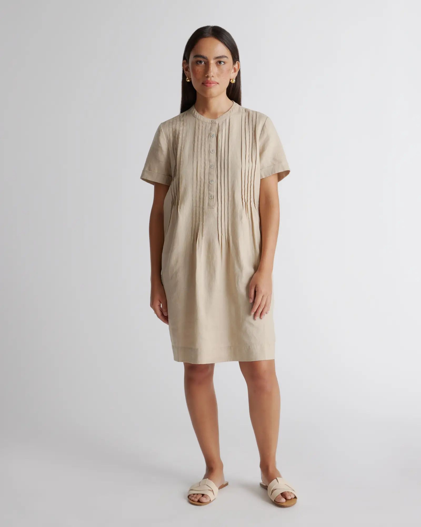 100% European Linen Short Sleeve Swing Dress | Quince