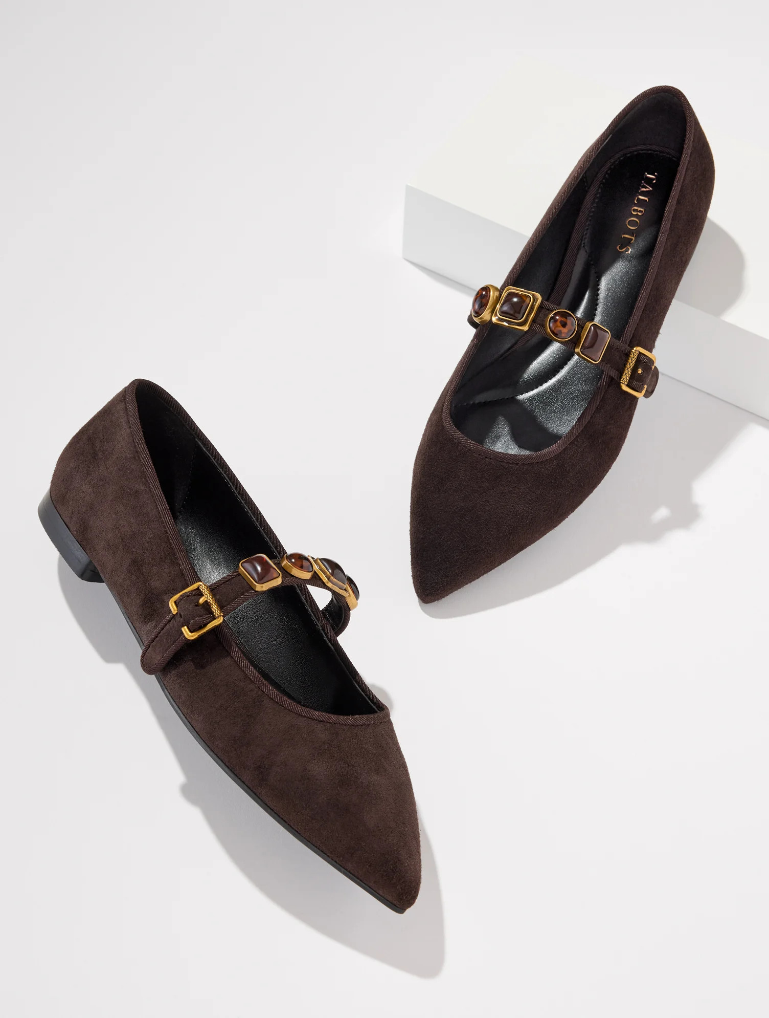 Payton Mary Jane Flats - Suede - Dark Chocolate - 10 1/2 M Talbots | Talbots