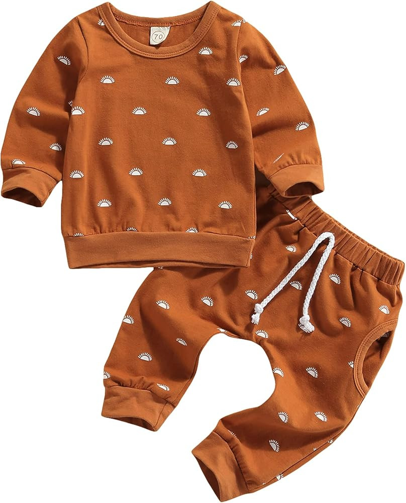 Toddler Baby Girl Boy Clothes Set Long Sleeve T-Shirt Tops Sweatshirt Jogger Elastic Pants Tracksuit | Amazon (US)