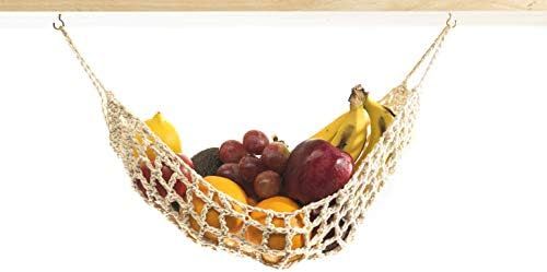 Hanging Fruit Hammock Under Cabinet - 1 Macrame Fruit Hammock Kitchen Under Cabinet, 2PCS Hooks -... | Amazon (US)