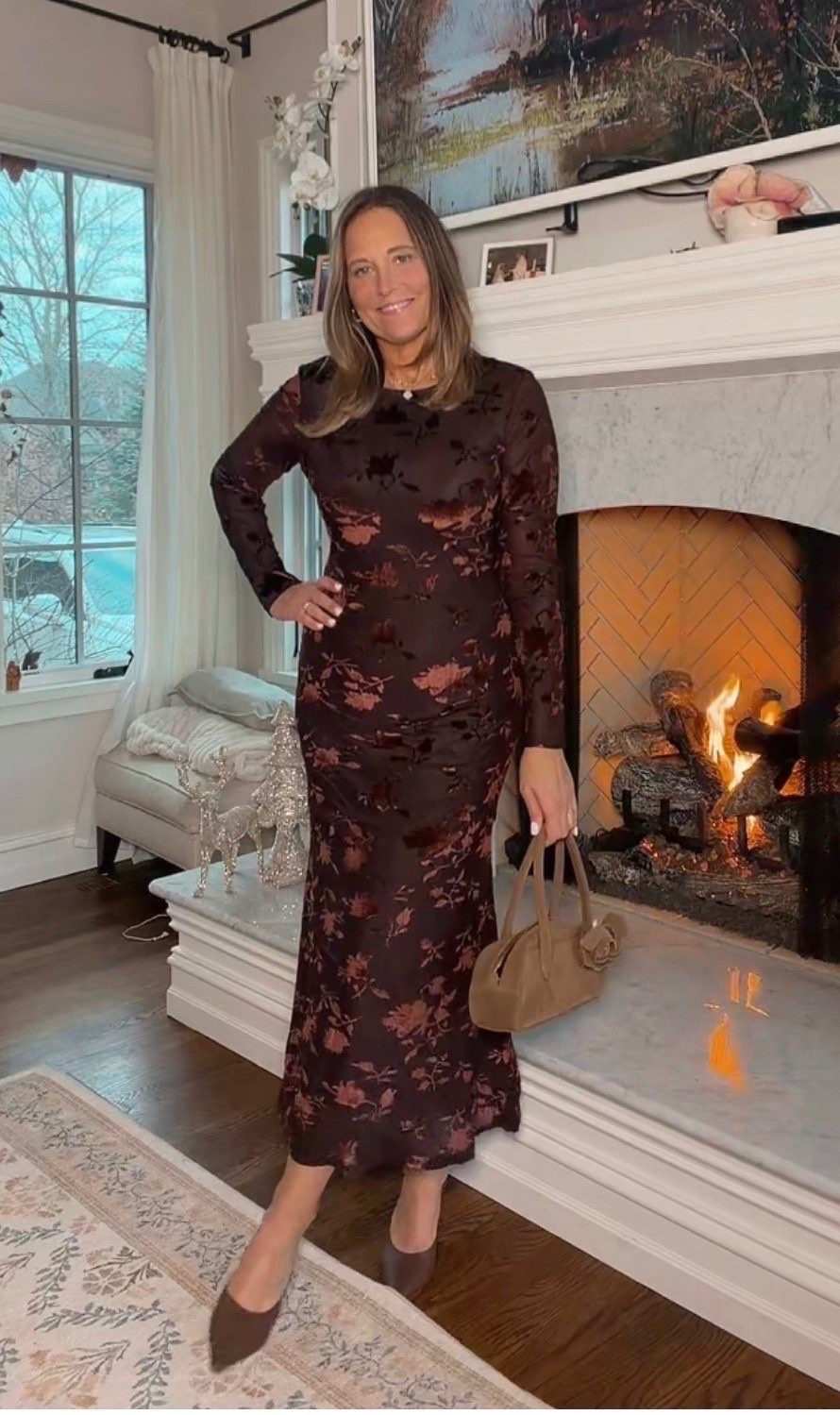 I am loving this dress I recently got from Amazon. It has a velvet pattern and is a bit of a body con dress. It is very comfortable and I am wearing a size large! 

#LTKMidsize #LTKSeasonal #LTKOver40