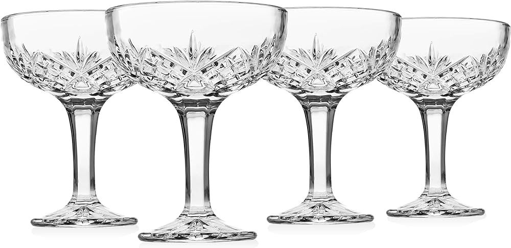 Godinger Champagne Coupe Barware Glasses - Set of 4, 6oz, Dublin Crystal Collection | Amazon (US)