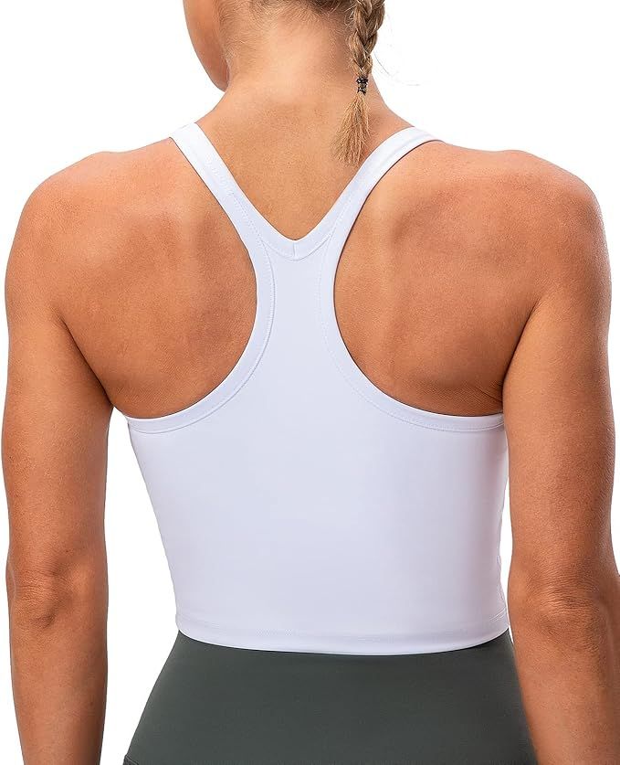 Lavento Women's Racerback Sports Bra Yoga Crop Top with Built in Bra | Amazon (US)