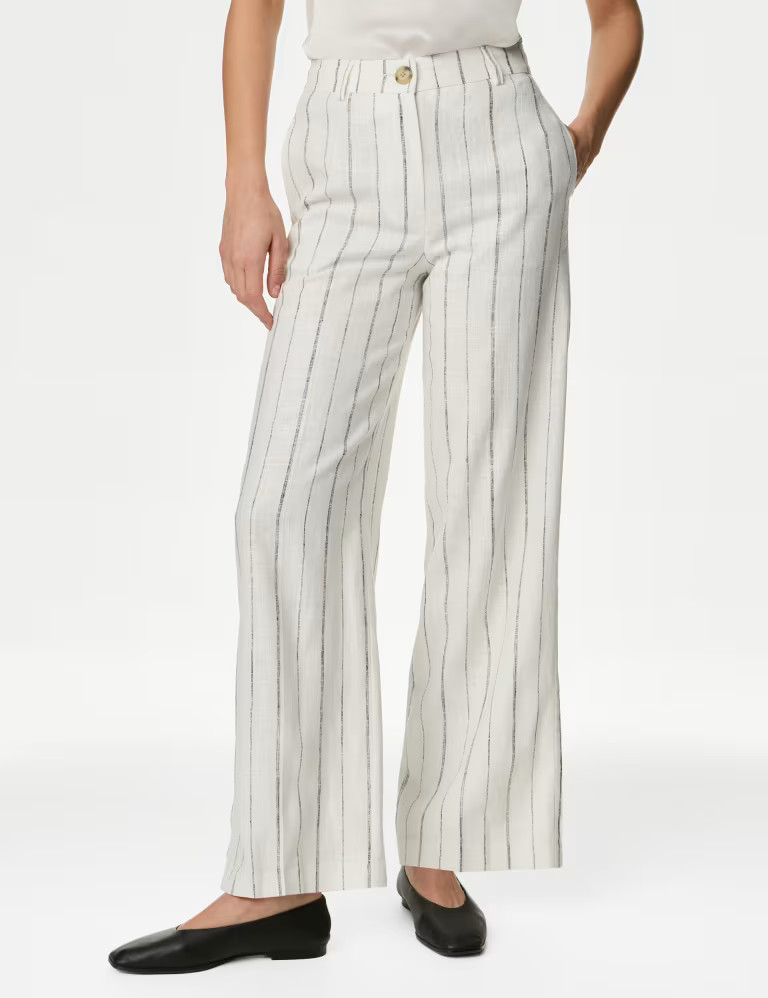 Linen Rich Striped Wide Leg Trousers | Marks & Spencer (UK)