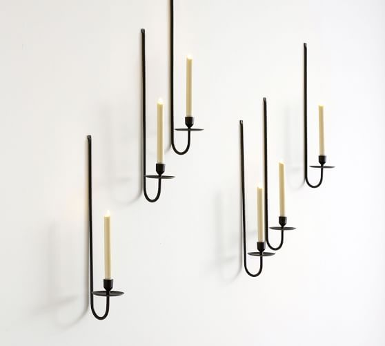 Rio Bronze Wall Mount Taper Candleholders | Pottery Barn (US)