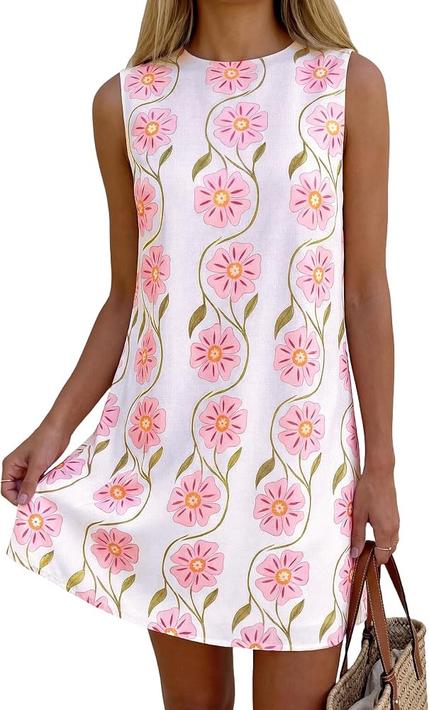 PRETTYGARDEN Women's Summer Floral Sundresses Sleeveless Mini Dress | Amazon (US)