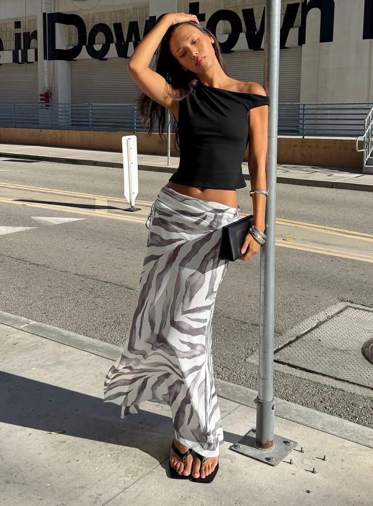 Kiden Split Maxi Skirt Zebra | Princess Polly US