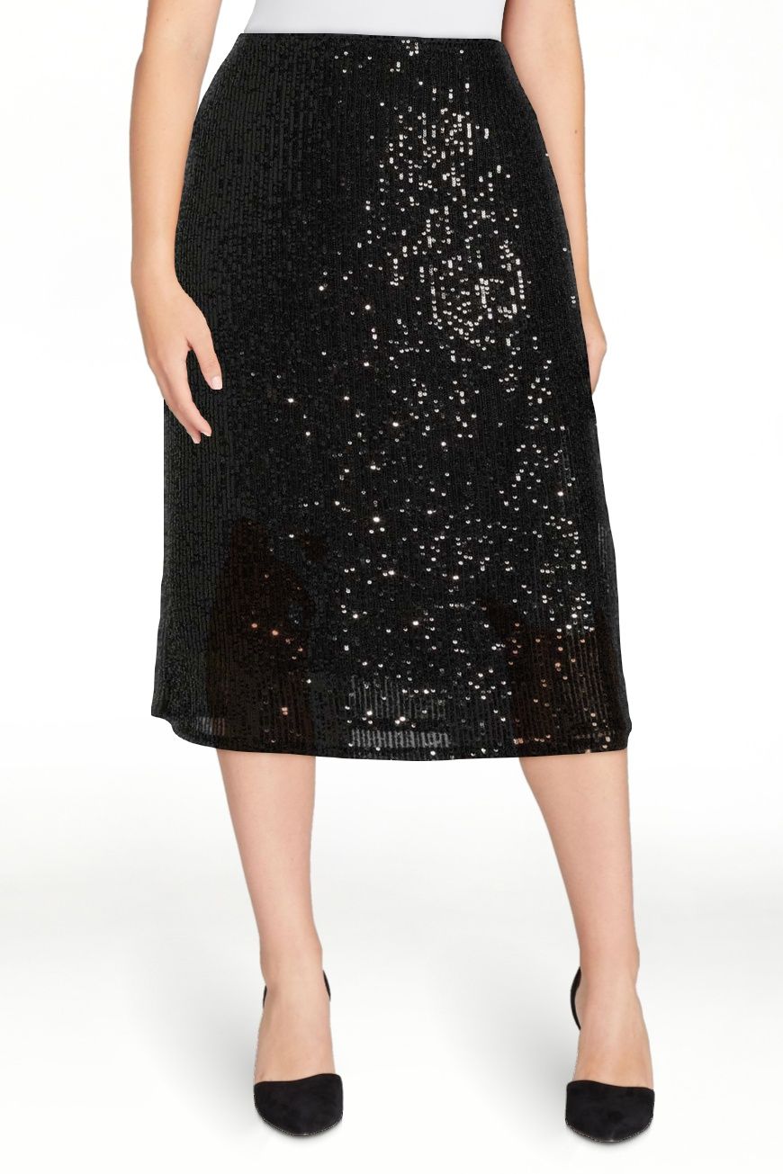 Time and Tru Women's Sequin Pull On Skirt with Side Slit, Sizes XS-XXXL | Walmart (US)