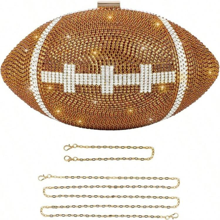 Rhinestone Football Rugby Quirky Bag Crystal Cross Body Purse Bling Shoulder Handbag For Women | SHEIN