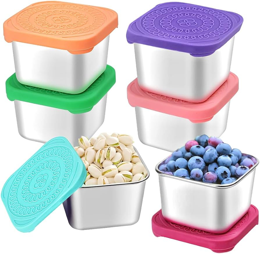 6Pack 6oz Stainless Steel Snack Containers for Kids, Easy Open Leak Proof Metal Toddler Snack Con... | Amazon (US)