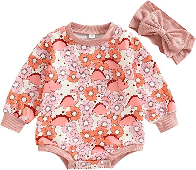 Newborn Baby Girls Boys Clothes Crewneck Sweatshirt Long Sleeve Romper Bodysuit Pullover Oversize... | Amazon (US)