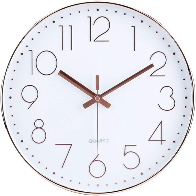 12 Inch Modern Wall Clock Silent Non-Ticking Quartz Sweep Decorative Battery Operated Wall Clocks... | Amazon (US)