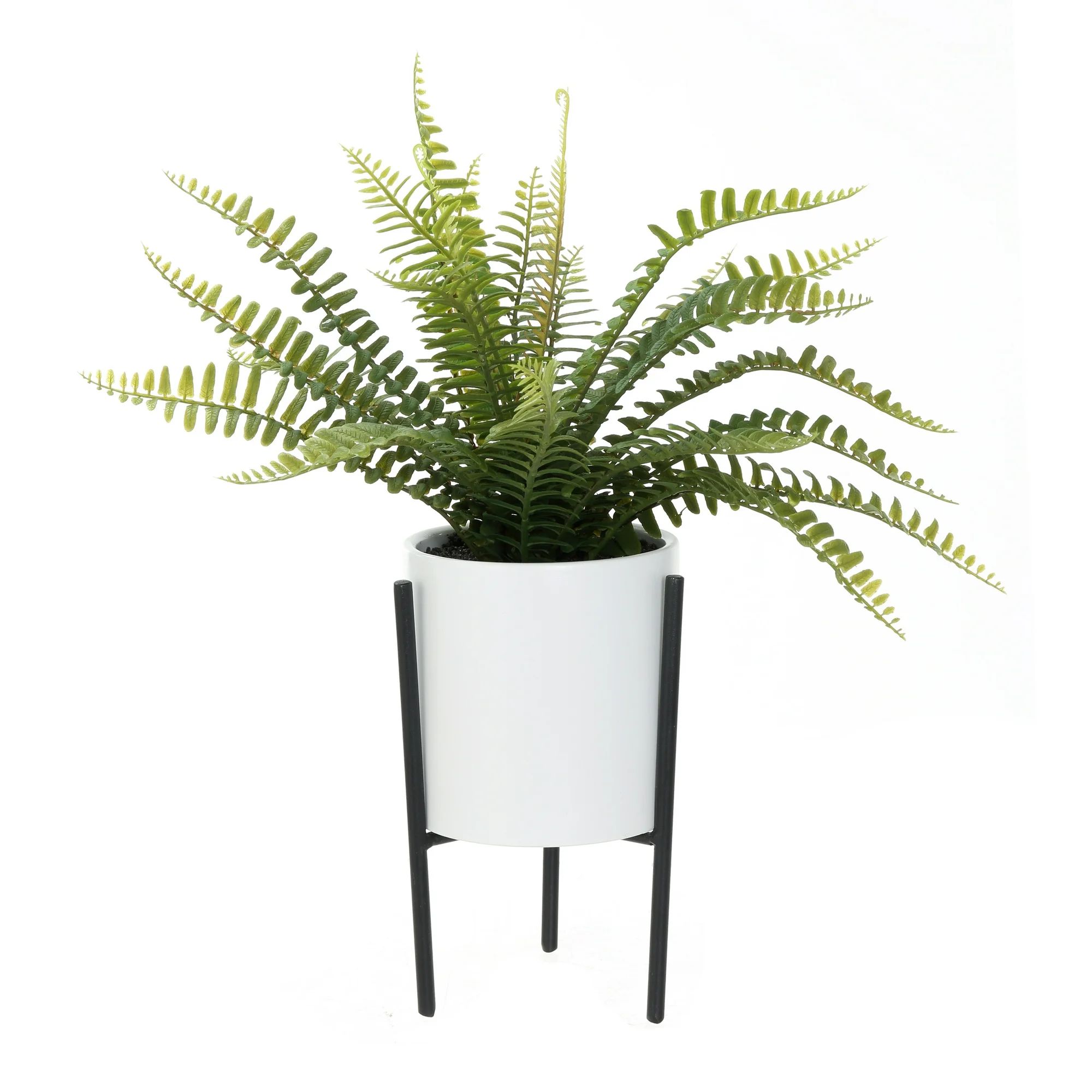 Mainstays 13" Green Artificial Fern Plant in Pot with Stand - Walmart.com | Walmart (US)