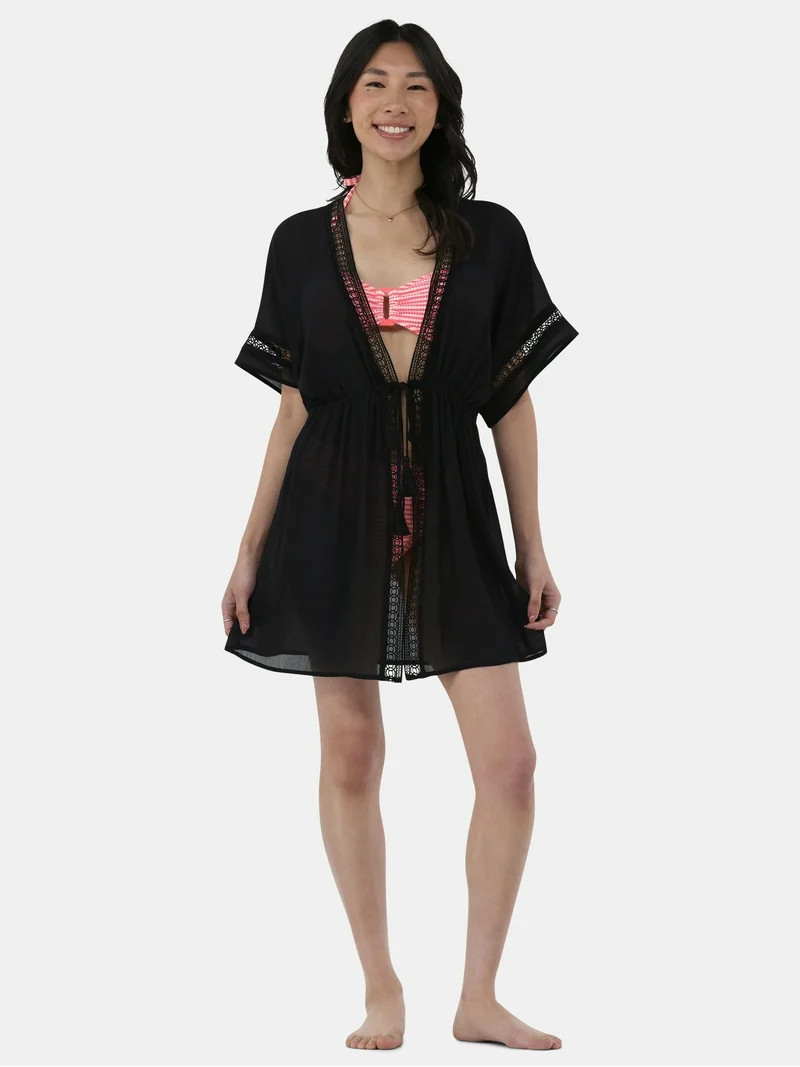 No Boundaries, Women's Crinkle Chiffon Short Coverup Cardigan, Sizes XXS - XXL | Walmart (US)