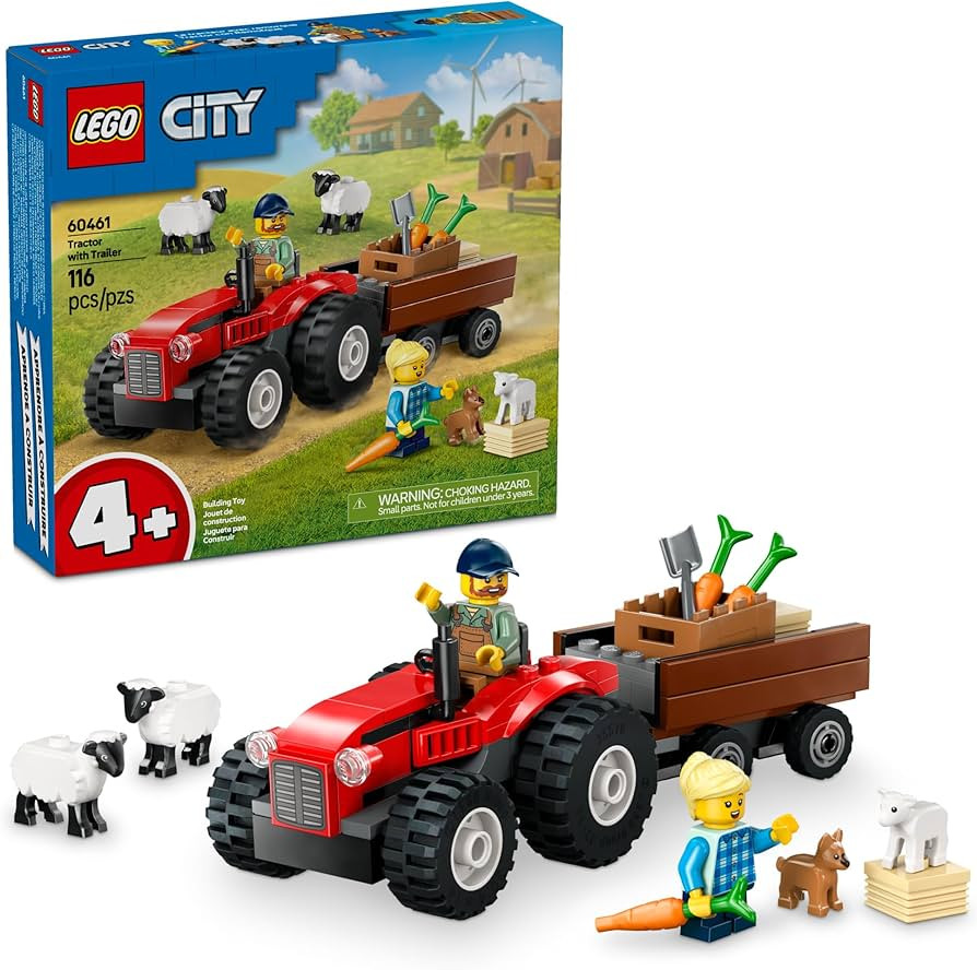 LEGO City Red Farm Tractor with Trailer & Sheep Toddler Learning Toy - Farm Toy with Tractor and ... | Amazon (US)