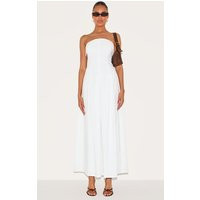 White Bandeau Pleated Midaxi Dress, White | PrettyLittleThing UK