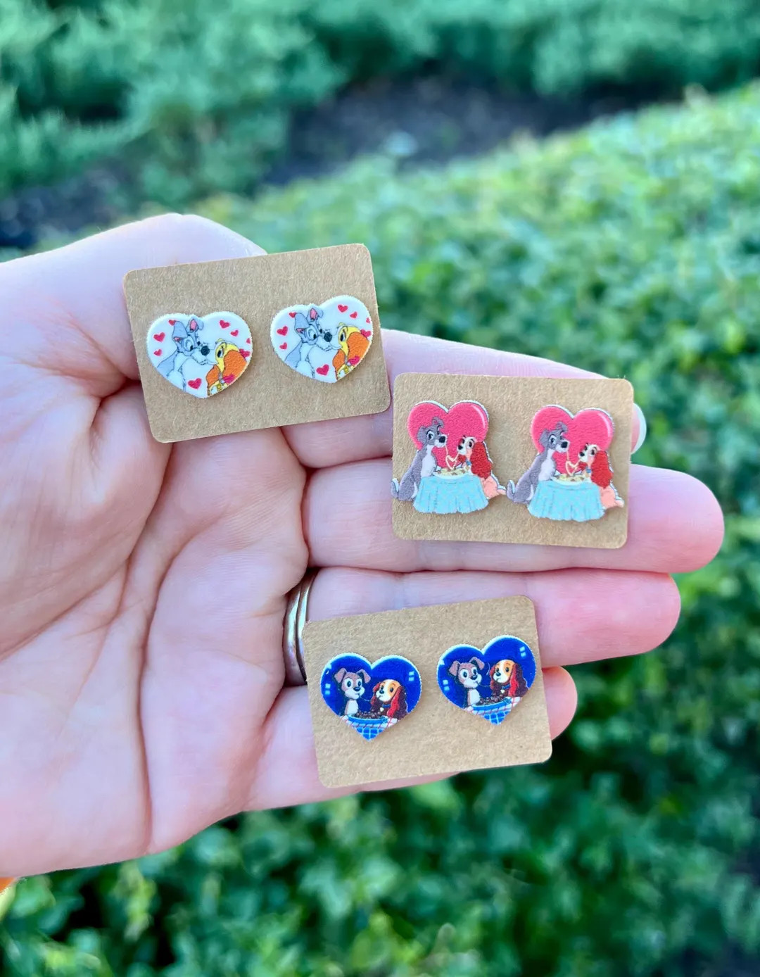 Bella Notte Earrings: Lady and the Tramp, Disney Dogs, Handmade Nickel Free Studs - Etsy | Etsy (US)