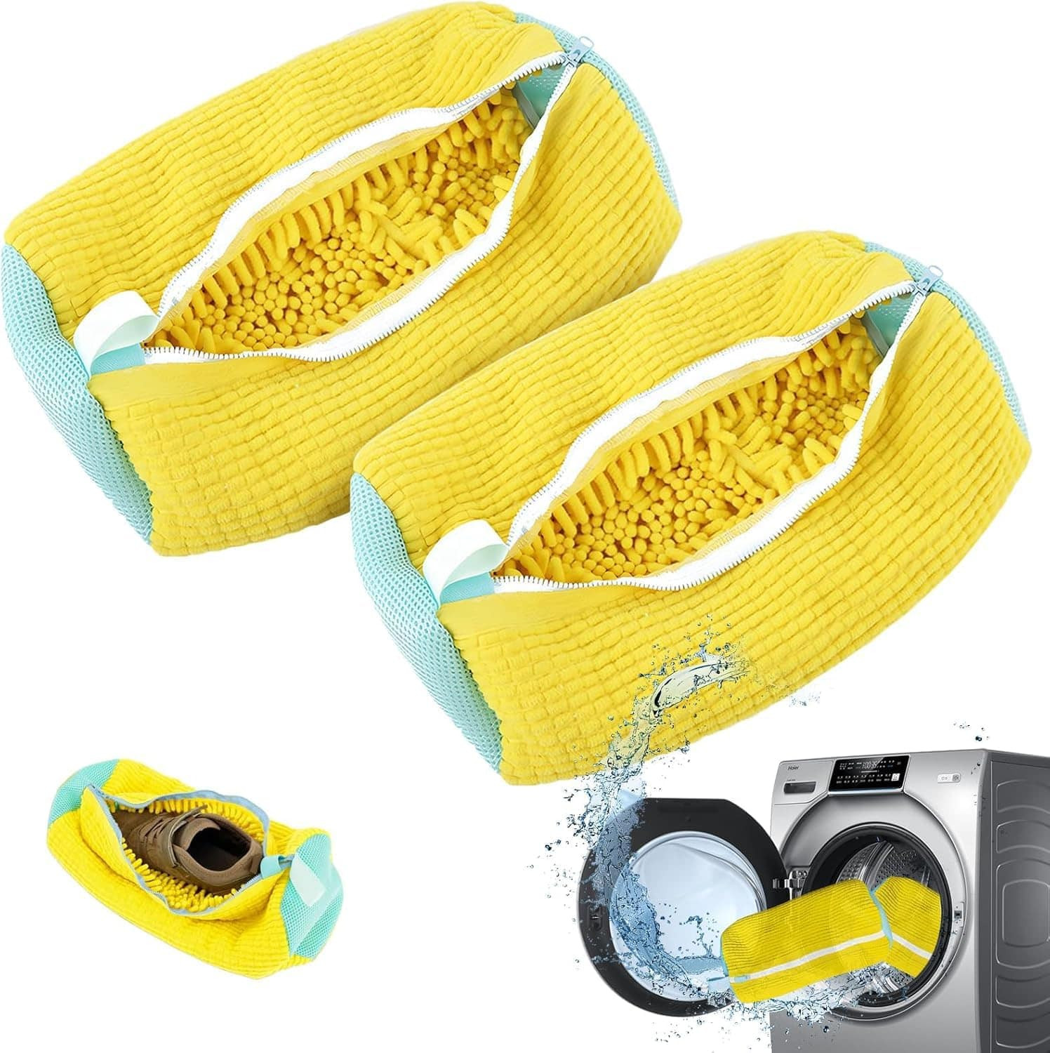 DORLUKFU - 2Pcs Shoe Washing Machine Bags, Laundry Shoe Bags for Washer and Dryer, Sturdy Zipper with Hook Design, Reusable Washing - Yellow | Best Buy U.S.